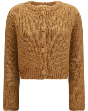 forte_forte Chunky Knit Cardigan Heliodore - Brown