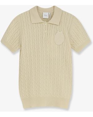 Dior Dior Wool And Cotton Blend Sweater With Embroidered Logo On The Front - White