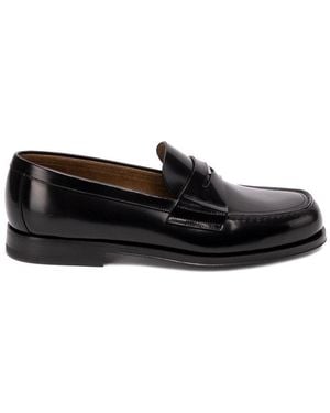 Prada Brushed Leather Loafers - Black