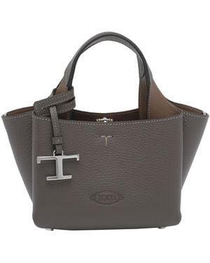 Tod's Micro Leather Handbag With T Timeless Pendant - Black