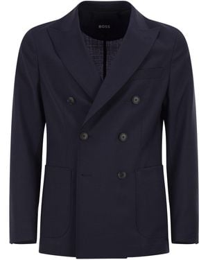 BOSS Double-Breasted Blazer - Blue