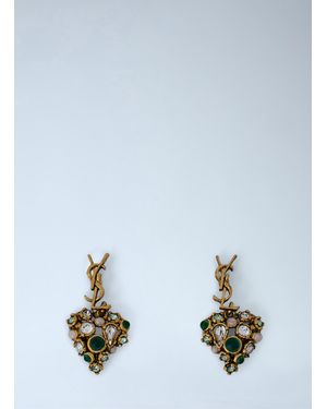 Saint Laurent Embellished Drop Earrings - Blue