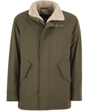 Herno Soft Shell Coat With Shearling-Effect Lining - Green