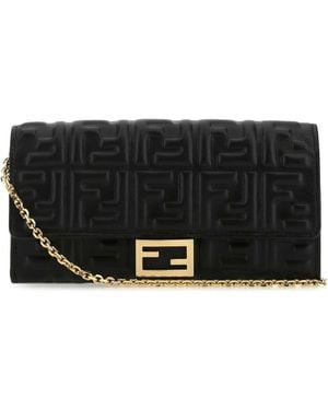 Fendi Nappa Leather Continental Baguette Wallet - Black