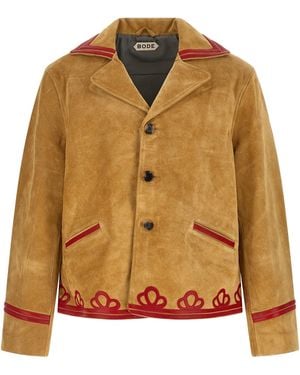 Bode Cowhide Leather Jacket - Brown