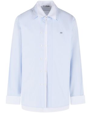Acne Studios Light Button-Up Shirt With Unique Layered Design - Blue