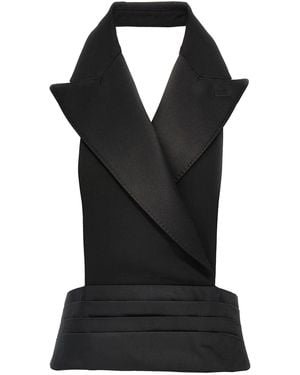 Dolce & Gabbana Satin Fitted Waistcoat With Buckle Strap - Black