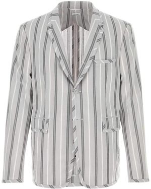 Thom Browne Embroidered Cotton Blazer - Gray