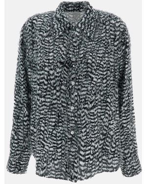 Bottega Veneta Feather-Effect Viscose Fil Coupé Shirt - Gray
