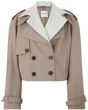 The Attico Short Gabardine Trench Coat - Natural