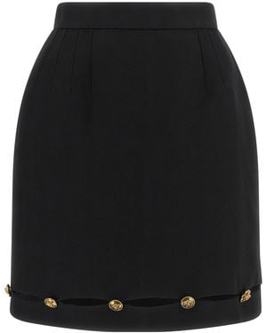 Versace Grain De Poudre Wool Skirt - Black