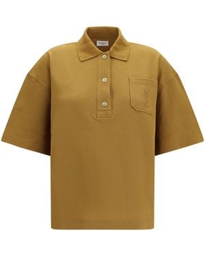 Saint Laurent Cassandre Oversized Piqué Polo - Yellow