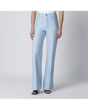 Victoria Beckham Sky Cotton Alina Pants - Blue