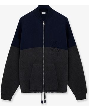 Loewe Cotton Blend Zip-Up Cardigan - Blue