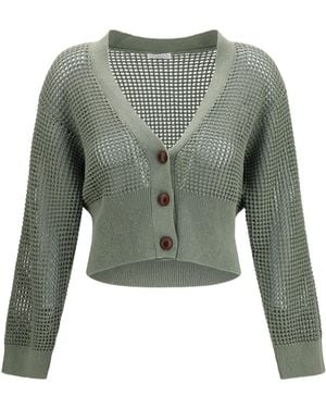 Brunello Cucinelli Cardigan Sequined Mesh - Green
