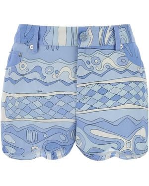 PUCCI Emilio Printed Cotton Shorts - Blue