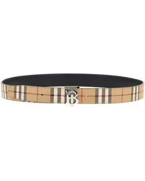 Burberry Reversible Leather Check Print Belt - Black