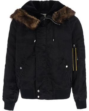 Fendi Look 58 Aviatore Bomber Con Montone Tessuto Camouflage - Black