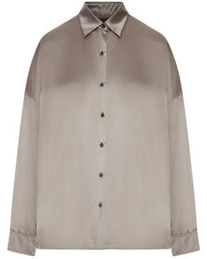 Dries Van Noten Satin-Effect Silk Shirt - Brown