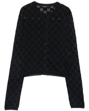 Gucci Gg Crewneck Cardigan - Black