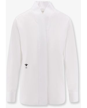 Dior Cotton Shirt Wih Iconic Embroidery - White
