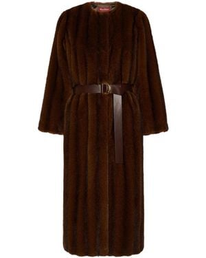 Max Mara Long Coat With A Soft Texture - Brown