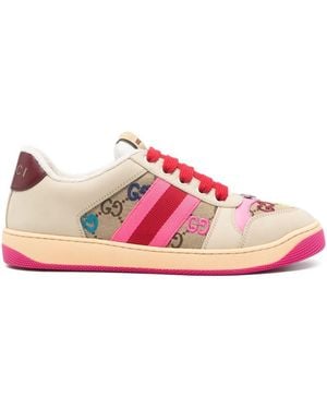 Gucci Screener Leather Sneakers - Pink