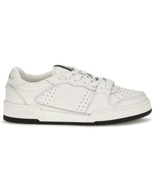 Fendi Match Canvas And Suede Sneakers - White