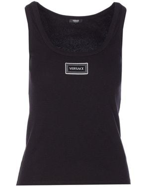 Versace Ribbed Sleeveless Top - Black
