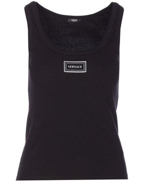 Versace Ribbed Sleeveless Top - Black