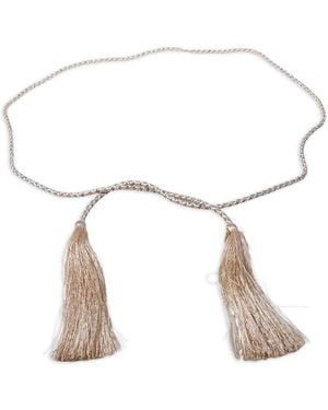 forte_forte Crystals And Tassels Belt - White