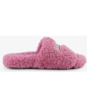 Balenciaga Furry Synthetic Fur Sandals - Pink