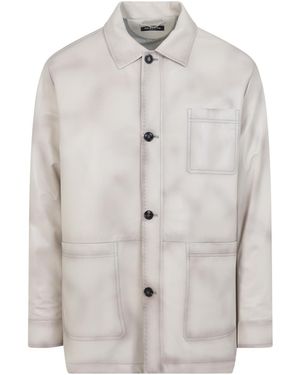 Kiton Lamb Leather Jacket - Gray