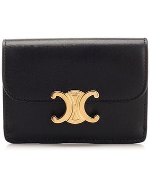 Celine Triomphe Flap Card Holder - Black