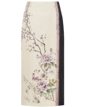 Dior Floral Midi Skirt - Natural