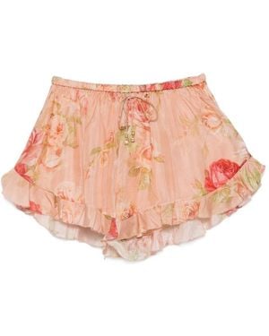 Zimmermann Roseligh Silk Shorts - Pink