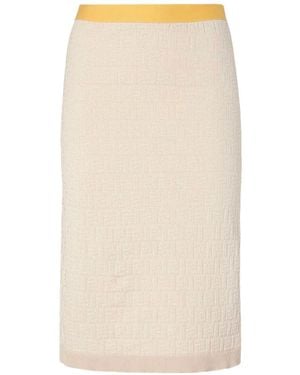 Fendi Cotton And Silk Blend Skirt - Natural