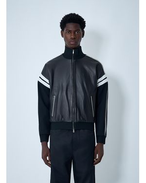 Wales Bonner Leather Logo Motif Bomber Jacket - Blue