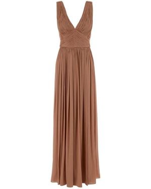 Costarellos Powder Pink Georgette Anilia Long Dress - Brown