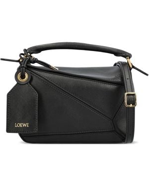 Loewe Puzzle Featherlight Mini Leather Handbag - Black