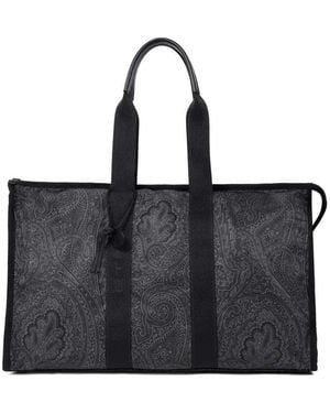 Etro Large Arnica Travel Bag With Paisley Print - Black