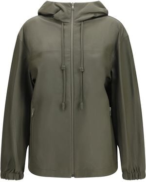Bottega Veneta Lightweight Nappa Leather Jacket With Intrecciato Hood - Green