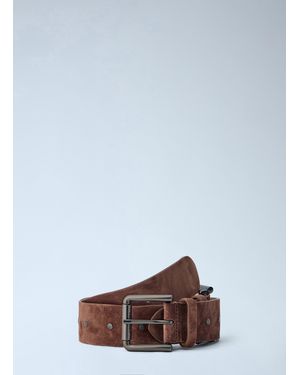 Max Mara Suede Finish Leather Belt - Brown