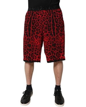 Dolce & Gabbana Leopard Print Casual Shorts - Red