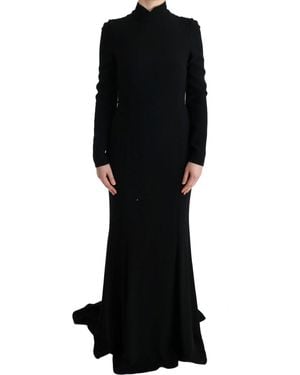 Dolce & Gabbana Long Sleeve Gown Crepe Viscose - Black