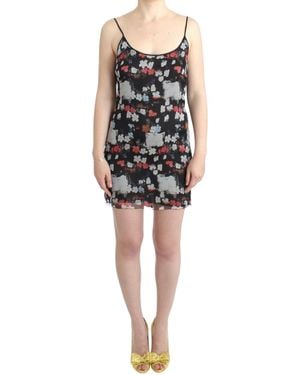 CoSTUME NATIONAL Silk Floral Mini Dress - Black
