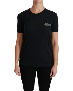 Dolce & Gabbana Amore Patch Crewneck Cotton Top T-Shirt - Black