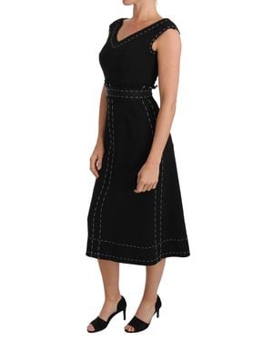 Dolce & Gabbana Wool Stretch A-Line Sheath Dress - Black
