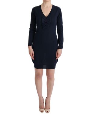 Marghi Ló Wool Long Sleeve Shift Dress - Black
