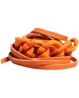 Ermanno Scervino Leather Chain Waist Metal Buckle Belt - Orange